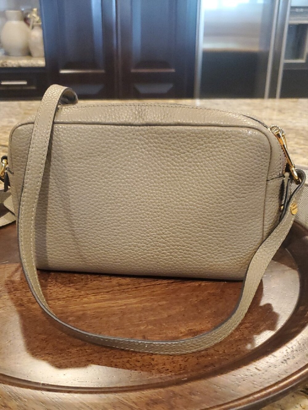 Prada Taupe Pebbled Leather Crossbody Camera Bag with Two Strap. - Picture 3 of 9